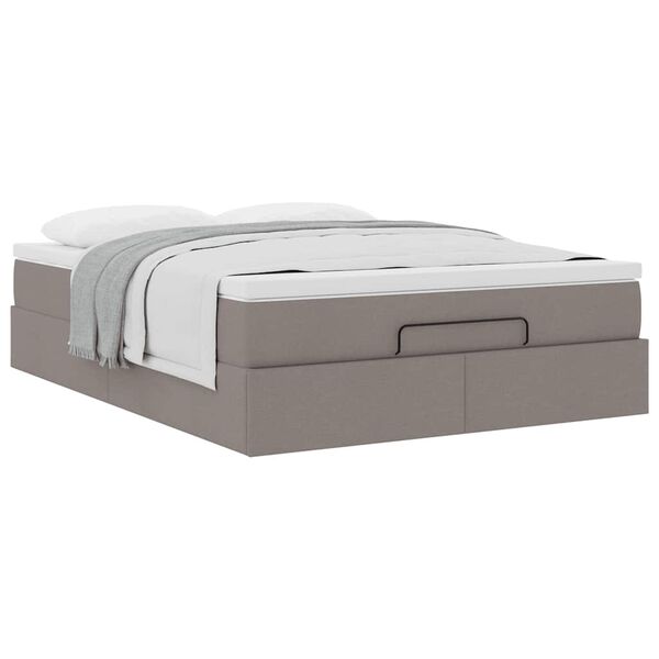 vidaXL Ottoman bed met matras 140x200cm stof taupe