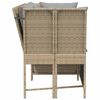 vidaXL Tuinbank met kussens poly rattan beige