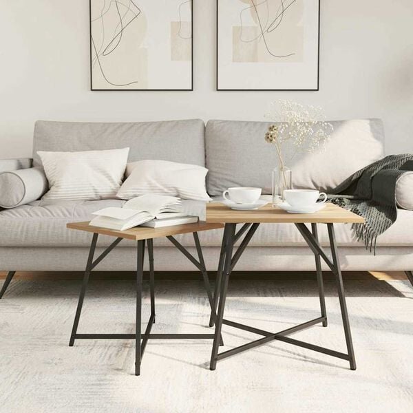 vidaXL Bijzettafelset 2 pcs Artisan Eiken en Zwart