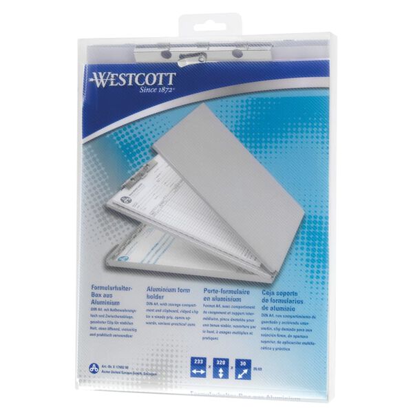 WESTCOTT Klembord met opbergvak bodemscharnier A4 aluminium