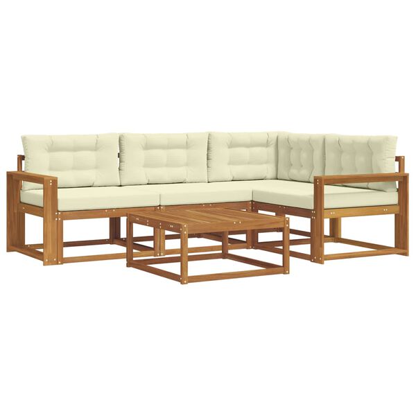 vidaXL Buiten bankenset met kussen 5 pcs Natuurlijk en Cr&egrave;me