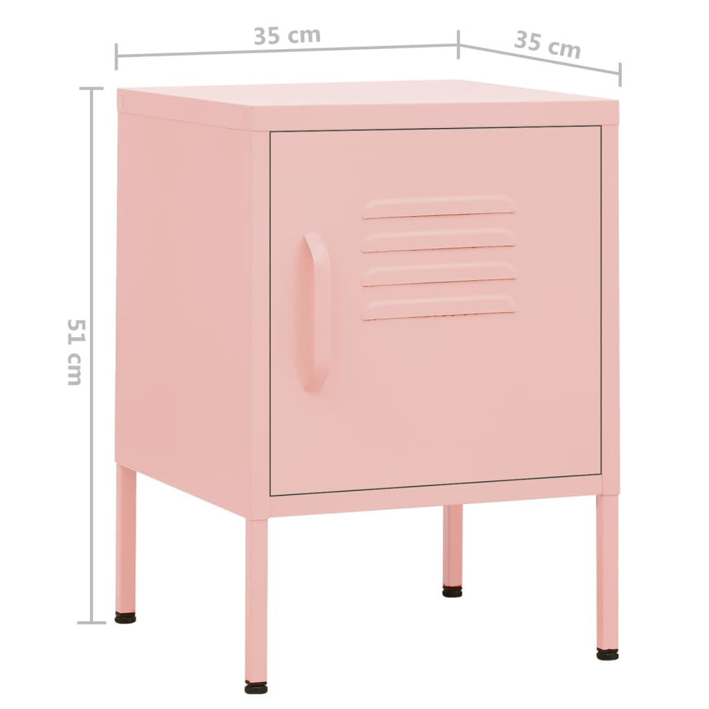 vidaXL Nachtkastje 35x35x51 cm staal roze