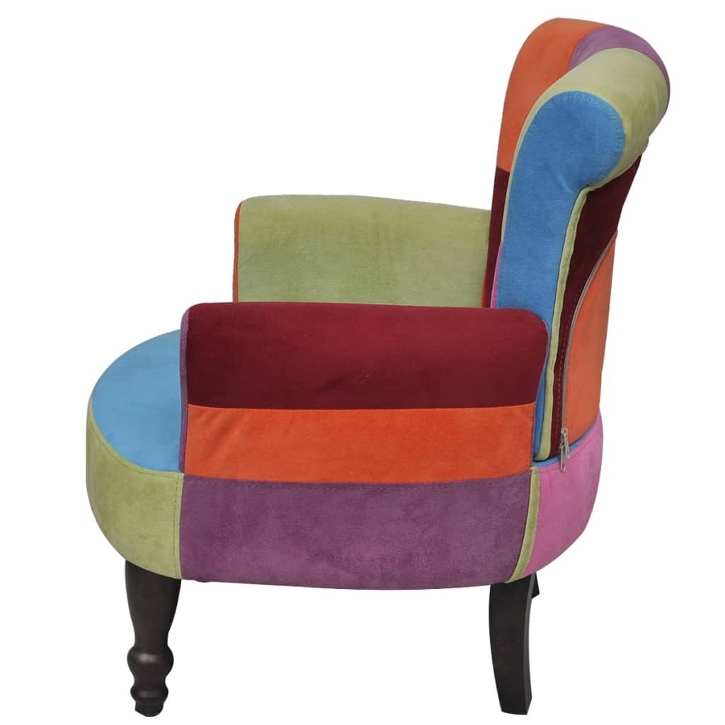 vidaXL Franse stoel met patchwork motief stof