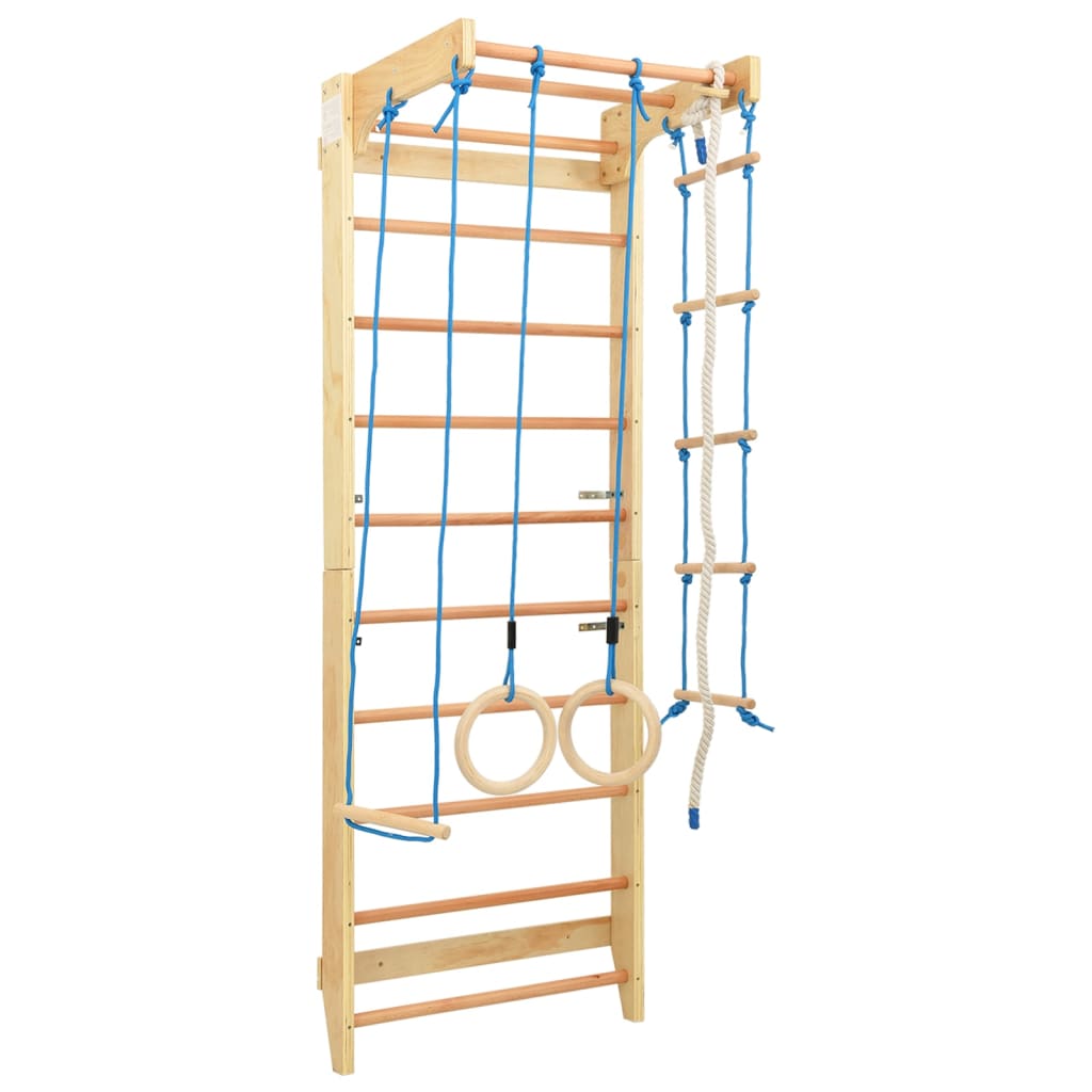 vidaXL Binnenklimset met ladders en ringen hout