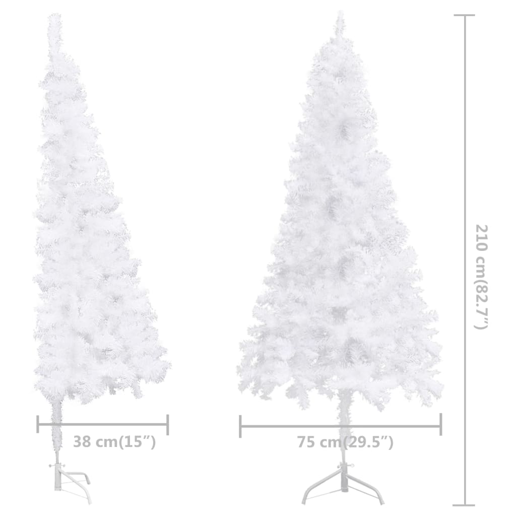 vidaXL Kunstkerstboom met verlichting hoek 210 cm PVC wit