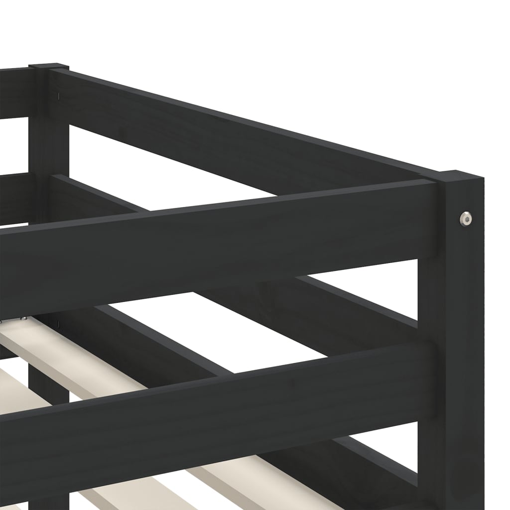 vidaXL Kinderhoogslaper met ladder 80x200 cm massief grenenhout zwart