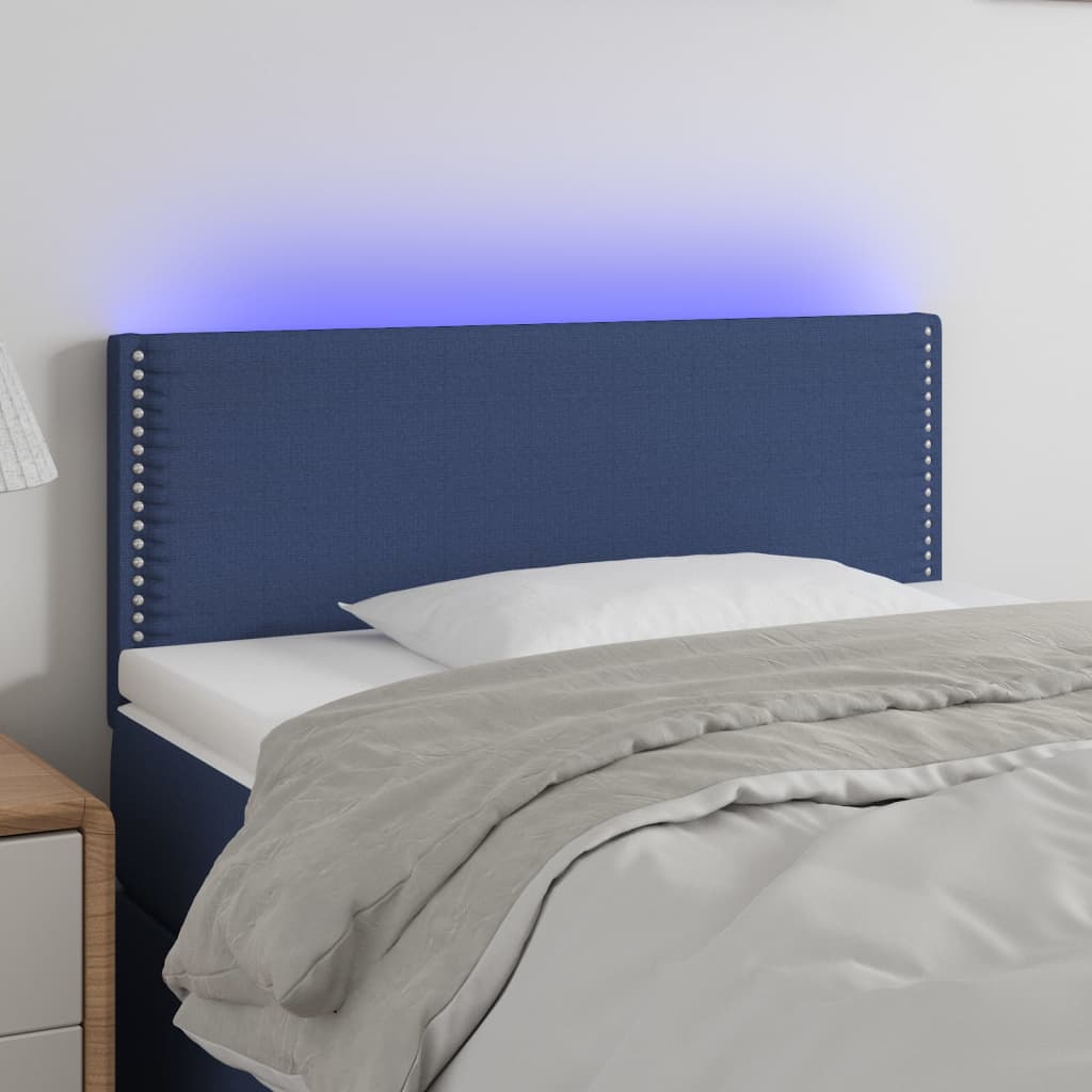 vidaXL Hoofdbord LED 100x5x78/88 cm stof blauw