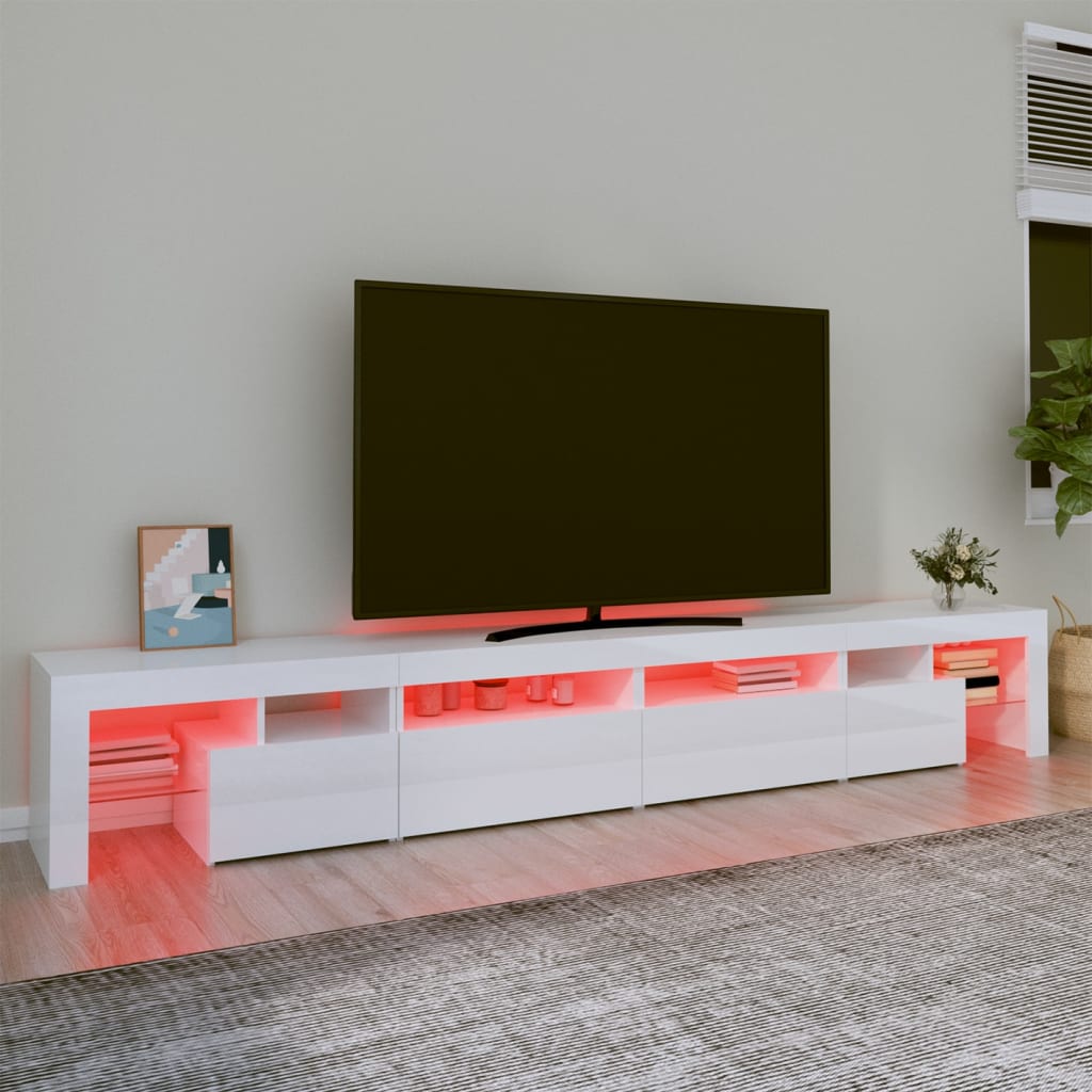 vidaXL Tv-meubel met LED-verlichting 260x36,5x40 cm hoogglans wit