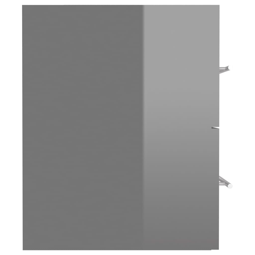 vidaXL Wastafelkast 41x38,5x48 cm spaanplaat hoogglans grijs