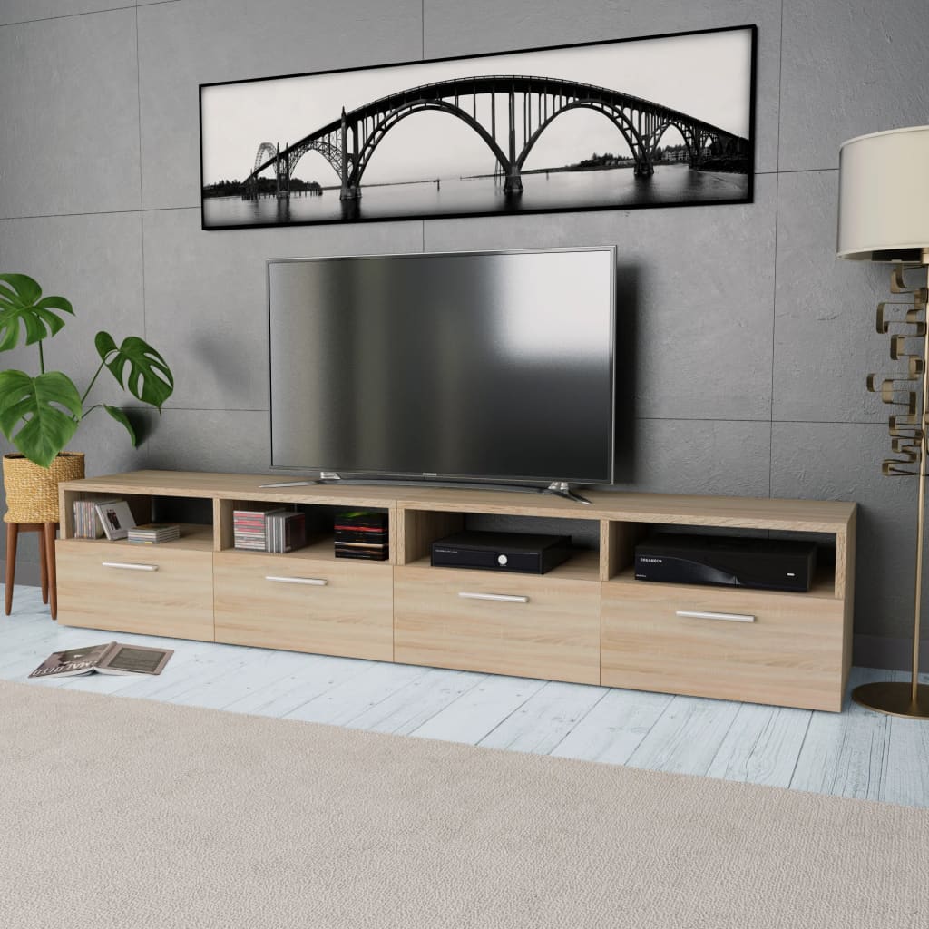 vidaXL Tv-meubels 2 st 95x35x36 cm bewerkt hout eikenkleurig