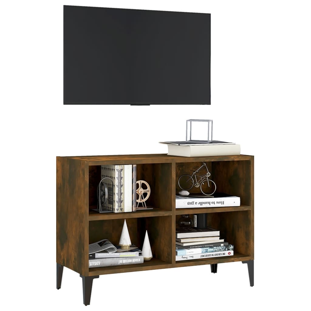 vidaXL Tv-meubel met metalen poten 69,5x30x50 cm gerookt eikenkleurig