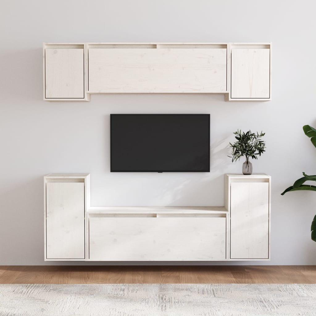 vidaXL Tv-meubelen 6 st massief grenenhout wit