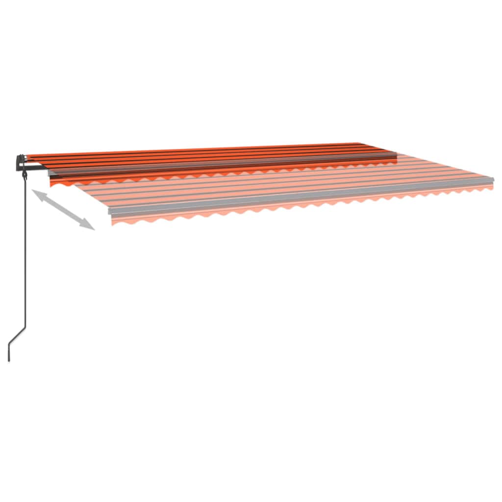 vidaXL Luifel handmatig uittrekbaar met LED 6x3,5 m oranje en bruin