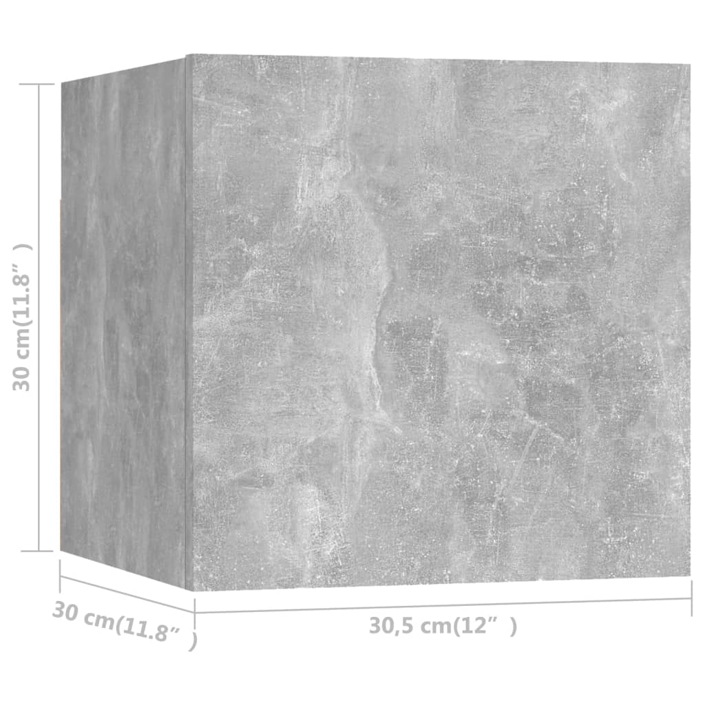vidaXL Tv-wandmeubelen 2 st 30,5x30x30 cm betongrijs