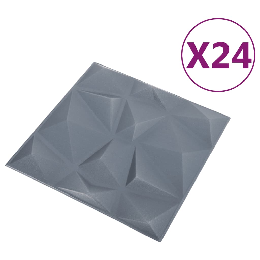 vidaXL 24 st Wandpanelen 3D diamant 6 m² 50x50 cm grijs
