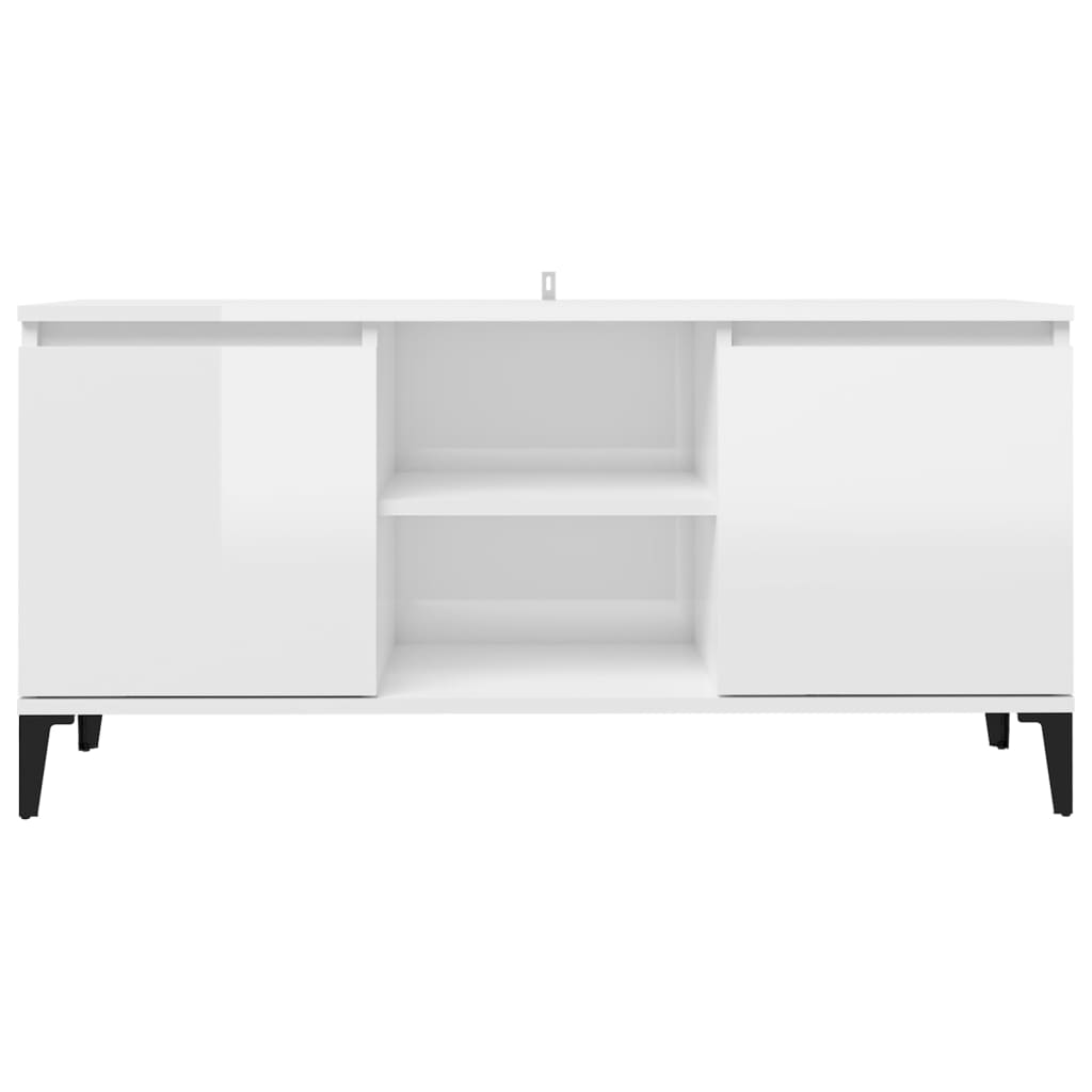 vidaXL Tv-meubel met metalen poten 103,5x35x50 cm hoogglans wit