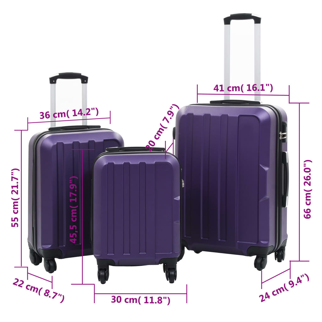 vidaXL 3-delige Harde kofferset ABS paars
