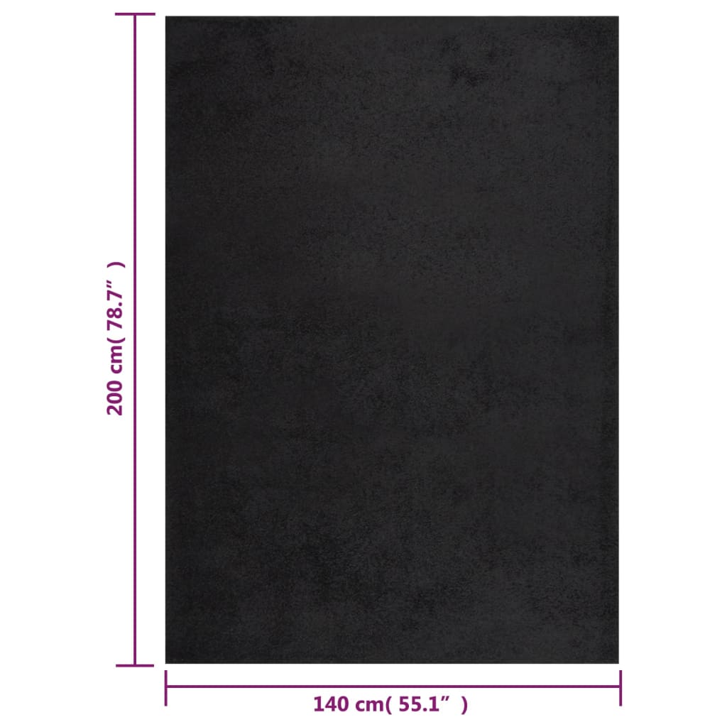 vidaXL Vloerkleed shaggy hoogpolig 140x200 cm zwart