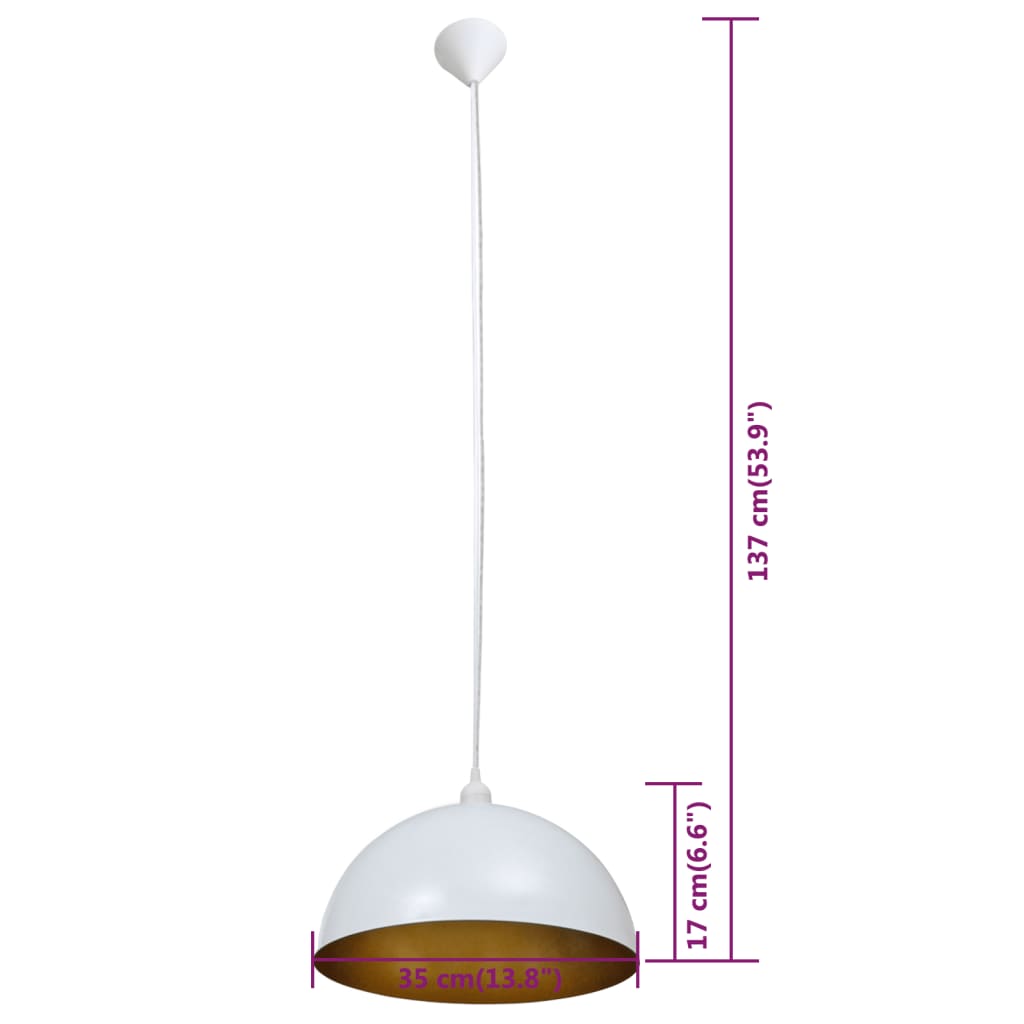 vidaXL Plafondlampen in hoogte verstelbaar halfrond wit 2 st