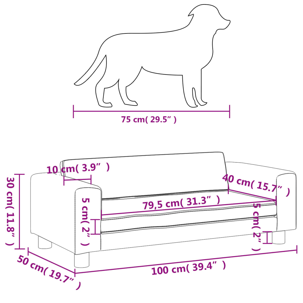 vidaXL Hondenmand met verlengstuk 100x50x30 cm fluweel lichtgrijs