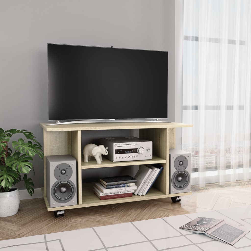 vidaXL Tv-meubel met wieltjes 80x40x45 cm bewerkt hout sonoma eiken