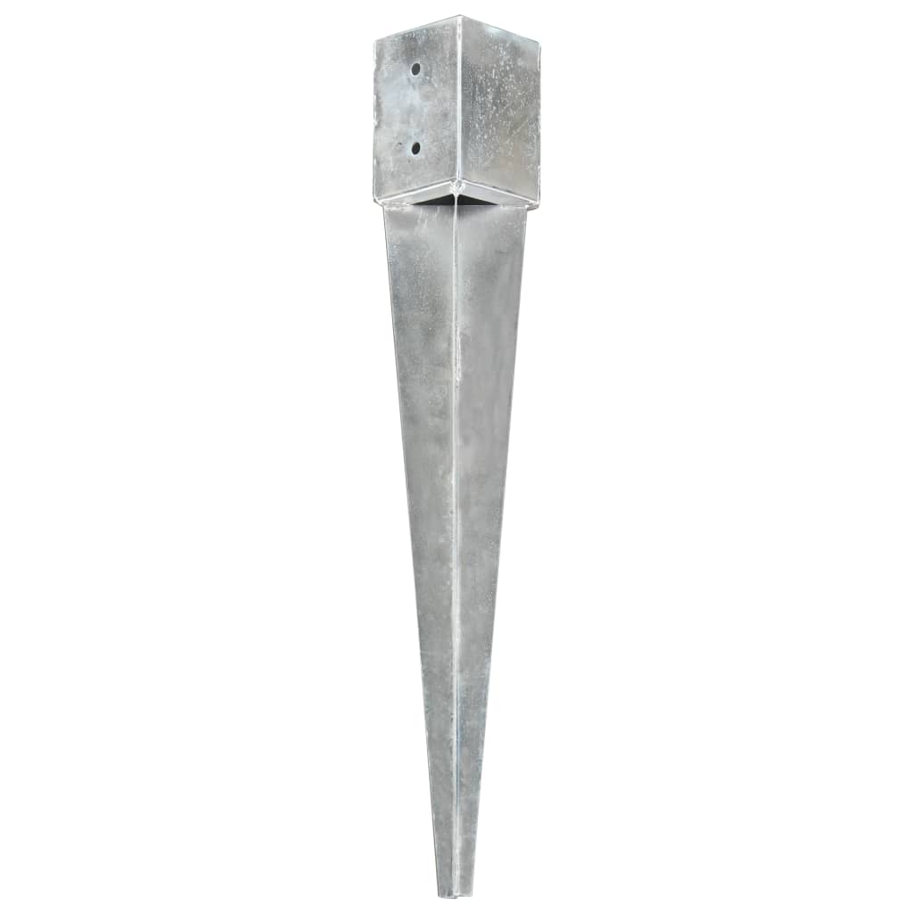 vidaXL Grondpinnen 2 st 10x10x76 cm gegalvaniseerd staal zilverkleurig