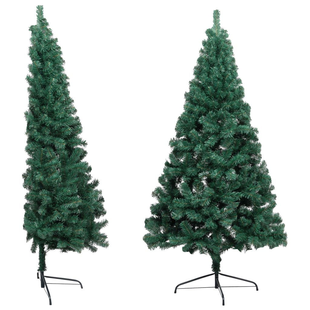 vidaXL Kunstkerstboom met LED's en standaard half 180 cm PVC groen
