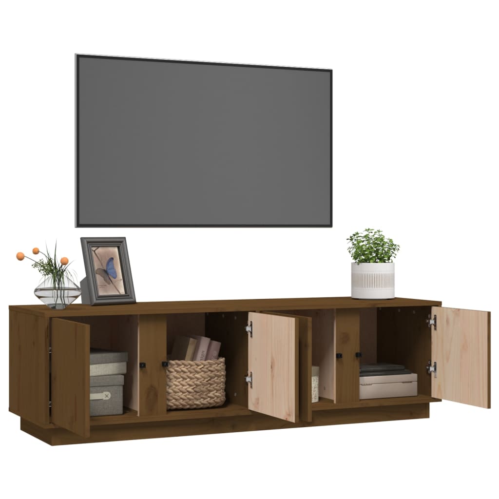 vidaXL Tv-meubel 140x40x40 cm massief grenenhout honingbruin