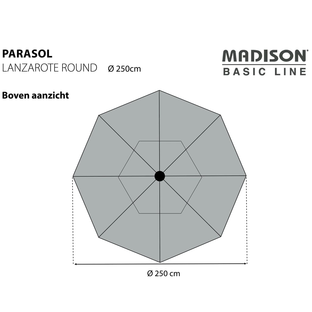 Madison Parasol Lanzarote rond 250 cm taupe