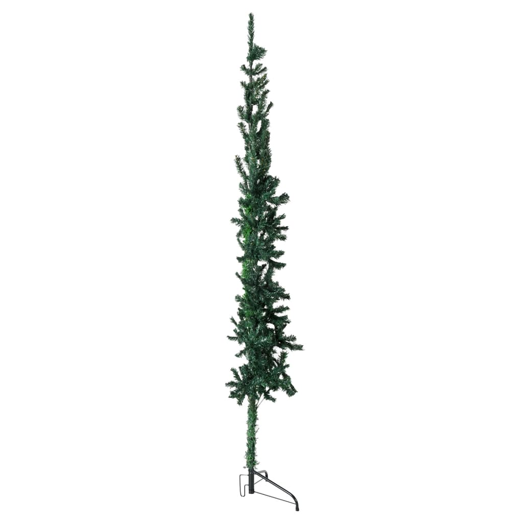 vidaXL Kunstkerstboom half met standaard smal 210 cm groen