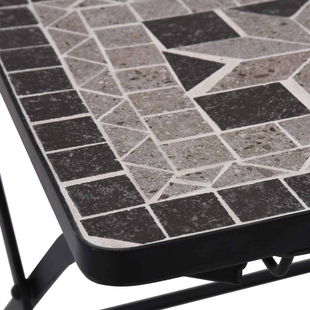 vidaXL 3-delige Bistroset mozaïek keramische tegel grijs