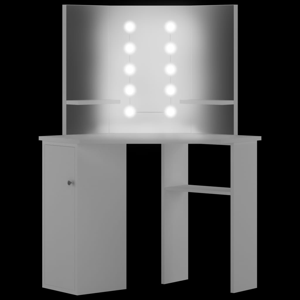 vidaXL Hoekkaptafel met LED-verlichting wit