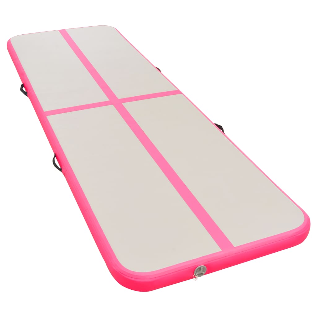 vidaXL Gymnastiekmat met pomp opblaasbaar 700x100x10 cm PVC roze