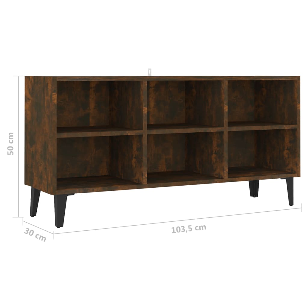 vidaXL Tv-meubel met metalen poten 103,5x30x50 cm gerookt eikenkleurig