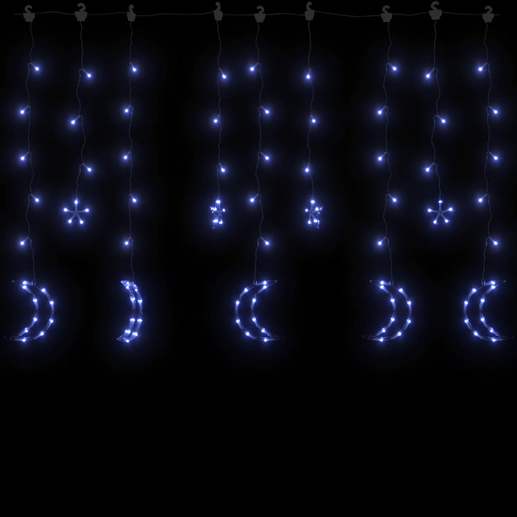vidaXL Lichtslinger ster en maan afstandsbediening 138 LED's blauw