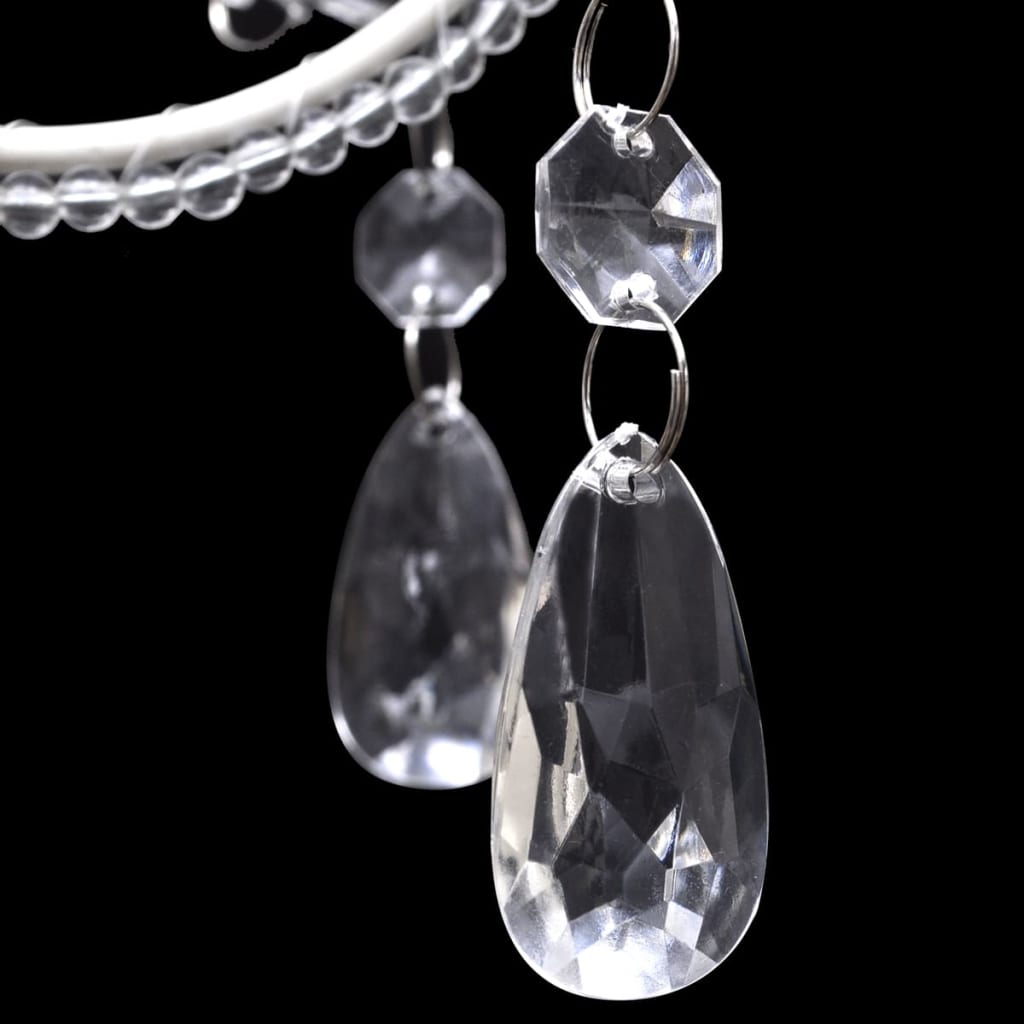 Hanglamp met kristallen kralen (wit / metaal)