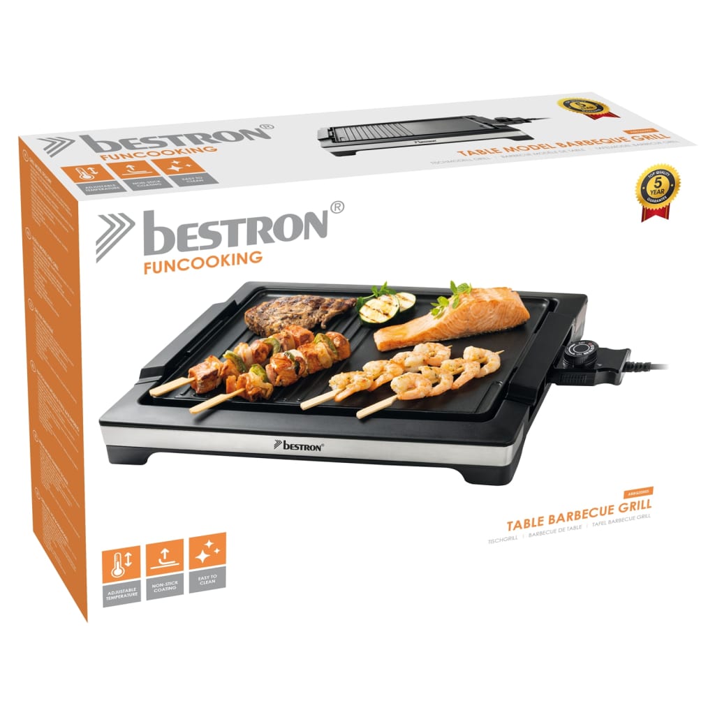 Bestron Tafelgrill ABBQ2000S 2000 W roestvrij staal
