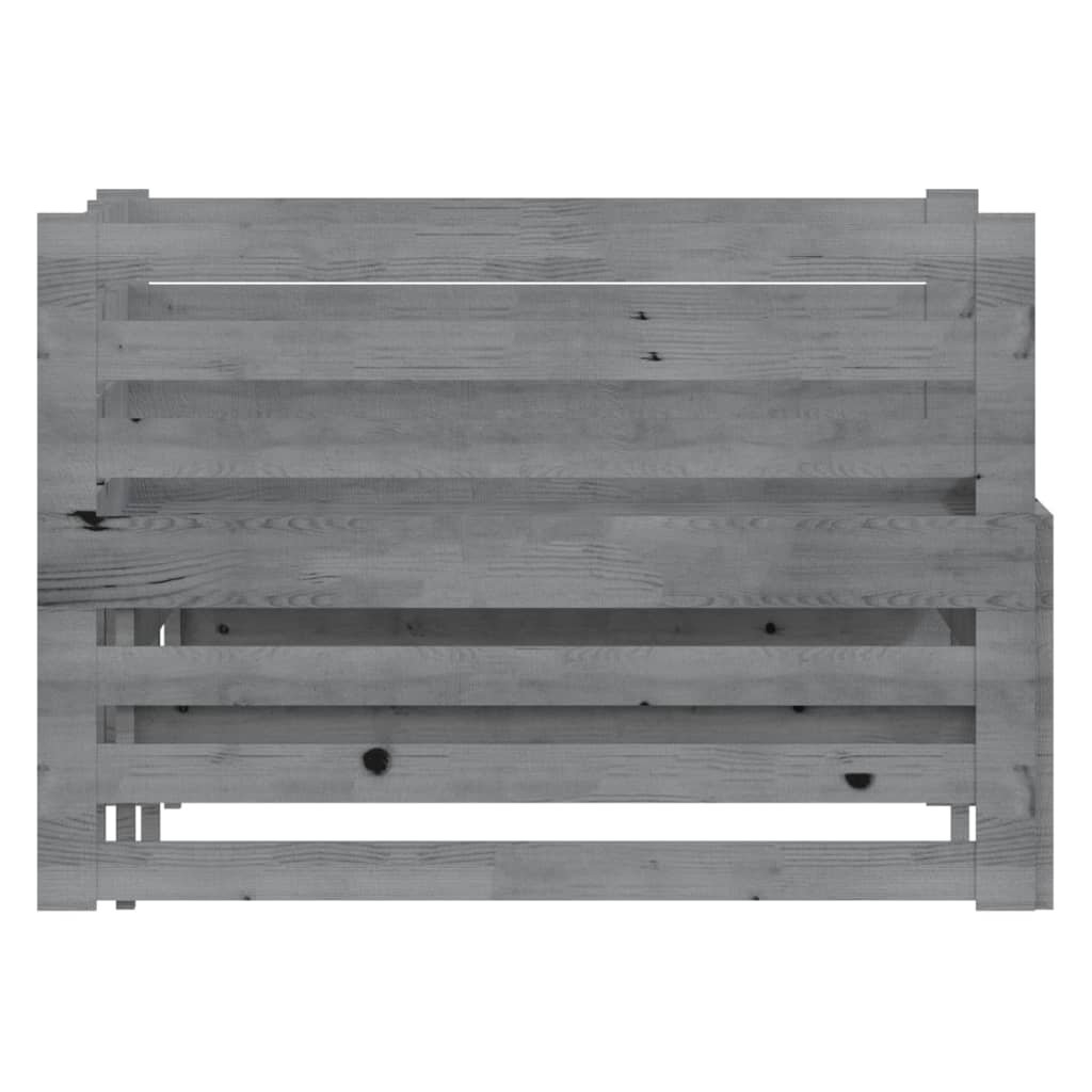 vidaXL Bedbank uitschuifbaar massief grenenhout grijs 2x(90x200) cm
