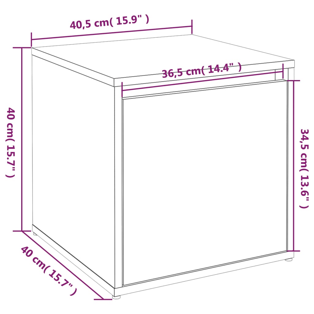 vidaXL Opbergbox met lade 40,5x40x40 cm bewerkt hout bruineikenkleurig