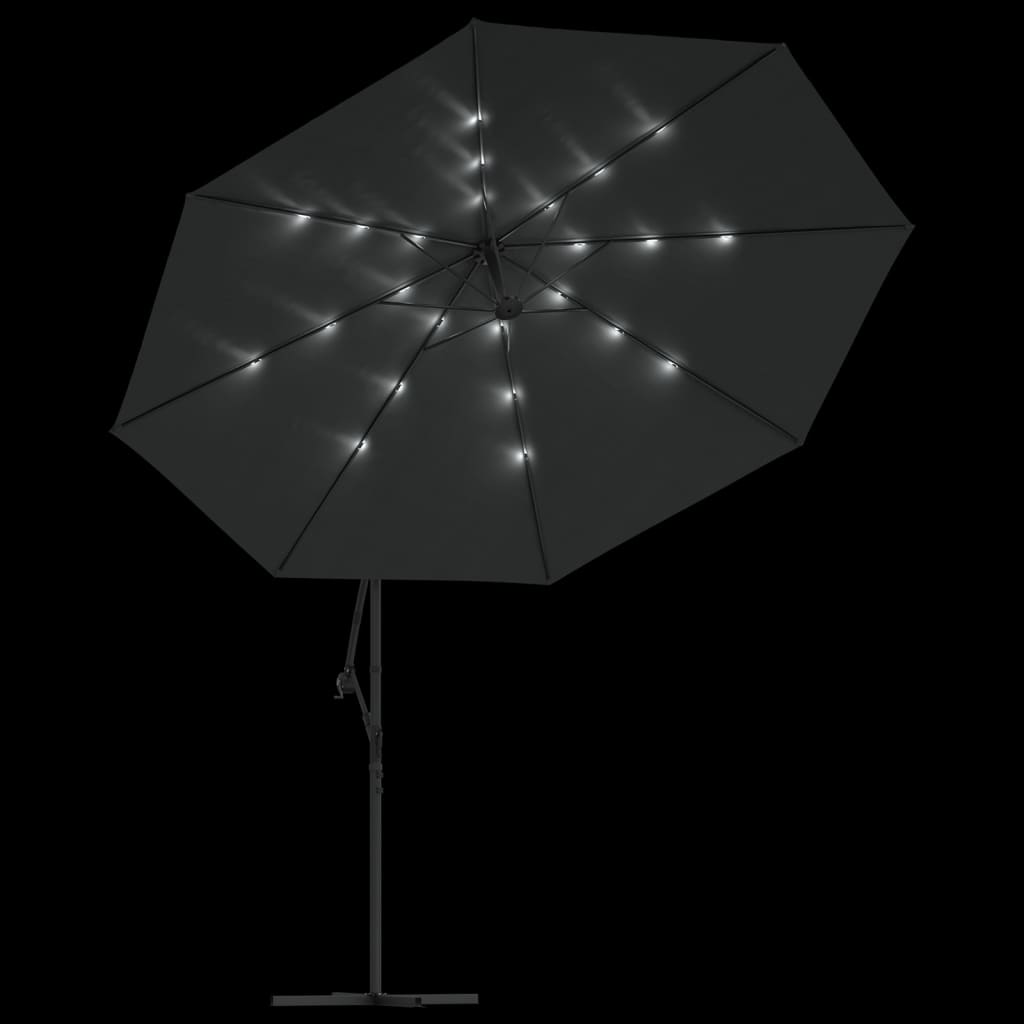 vidaXL Zweefparasol met LED-verlichting metalen paal 350 cm antraciet