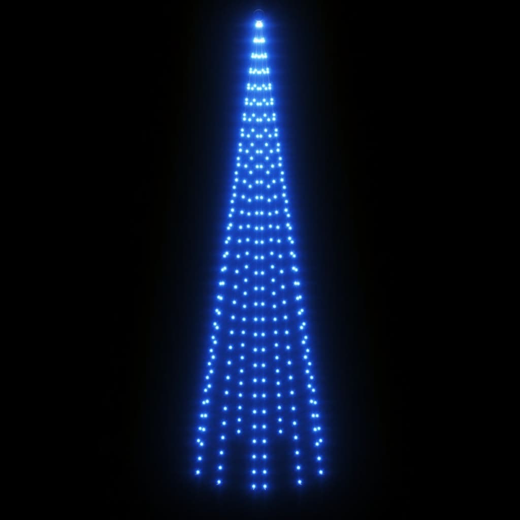 vidaXL Vlaggenmast kerstboom 310 LED's blauw 300 cm