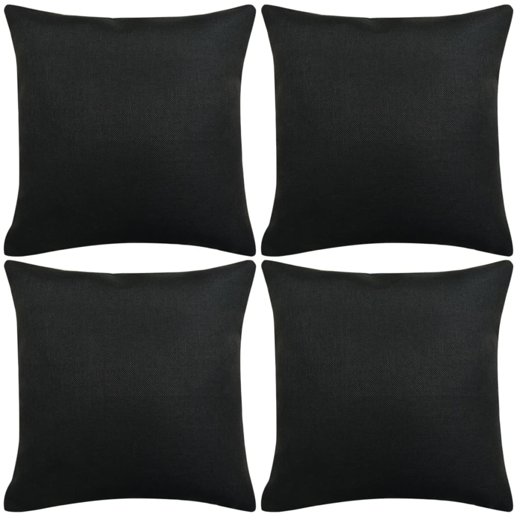 vidaXL Kussenhoezen 4 stuks linnen look zwart 80x80 cm