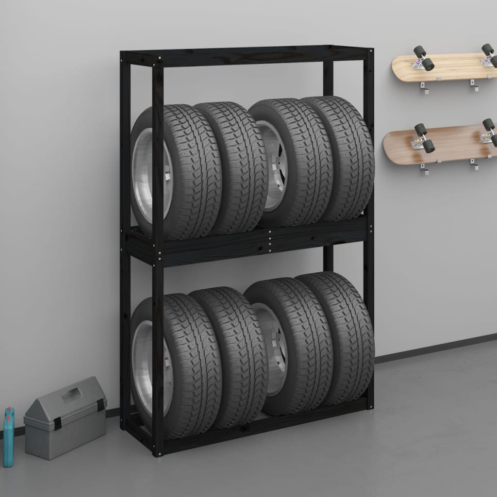 Bandenrekken 2-laags 4 st 110x40x110 cm staal zilverkleurig
