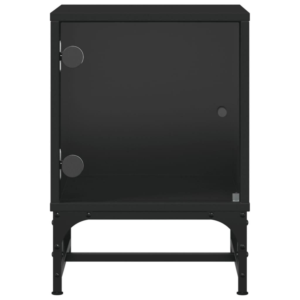 vidaXL Nachtkastje met glazen deur 35x37x50 cm zwart