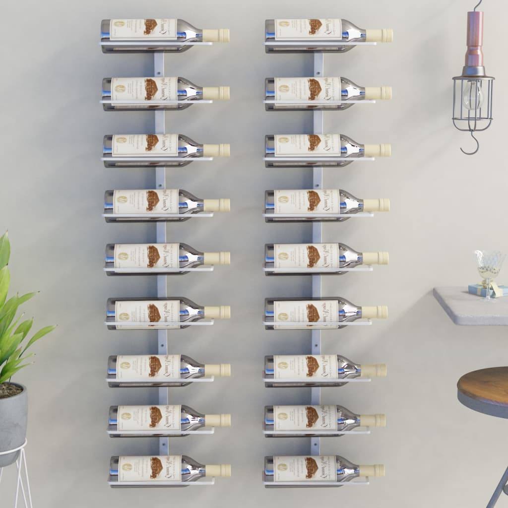 vidaXL Wijnrekken 2 st wandmontage voor 9 flessen ijzer wit
