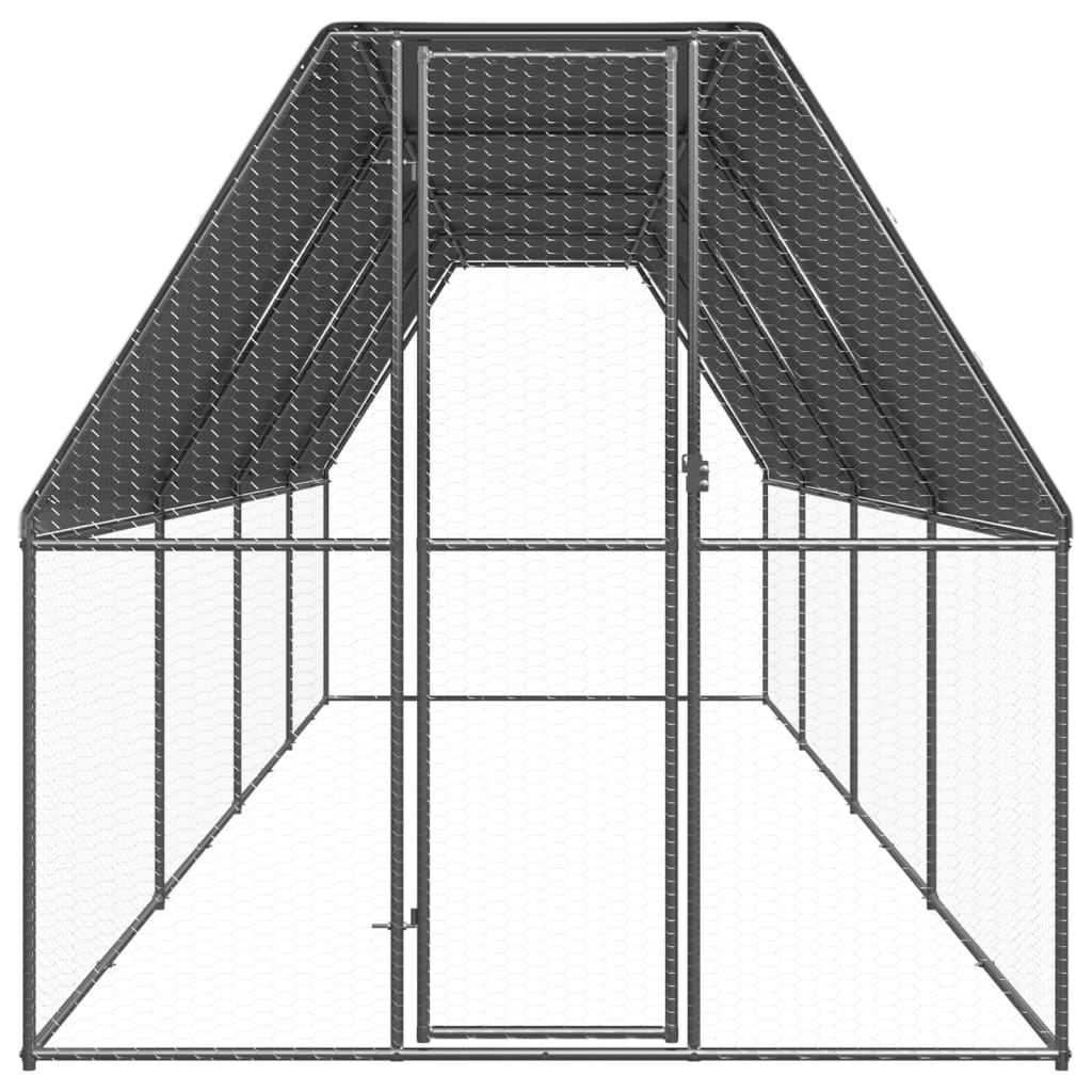 vidaXL Buitenhok voor kippen 2x8x2 m gegalvaniseerd staal