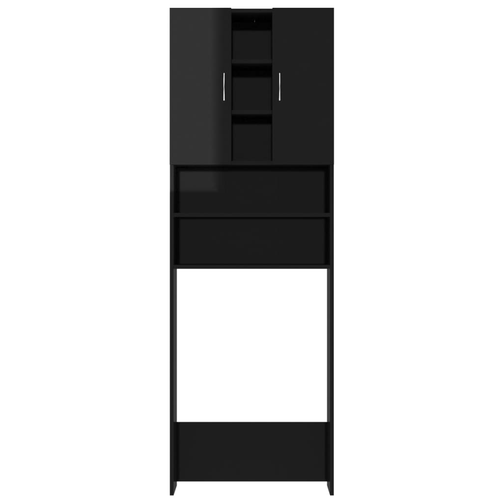 vidaXL Wasmachinekast 64x25,5x190 cm hoogglans zwart