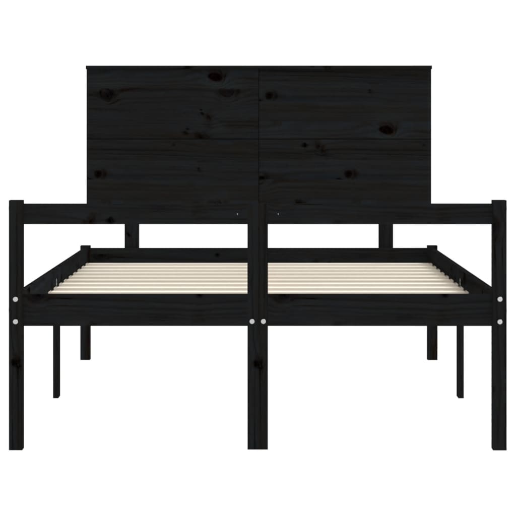 vidaXL Bedframe met hoofdbord massief hout zwart 140x200 cm