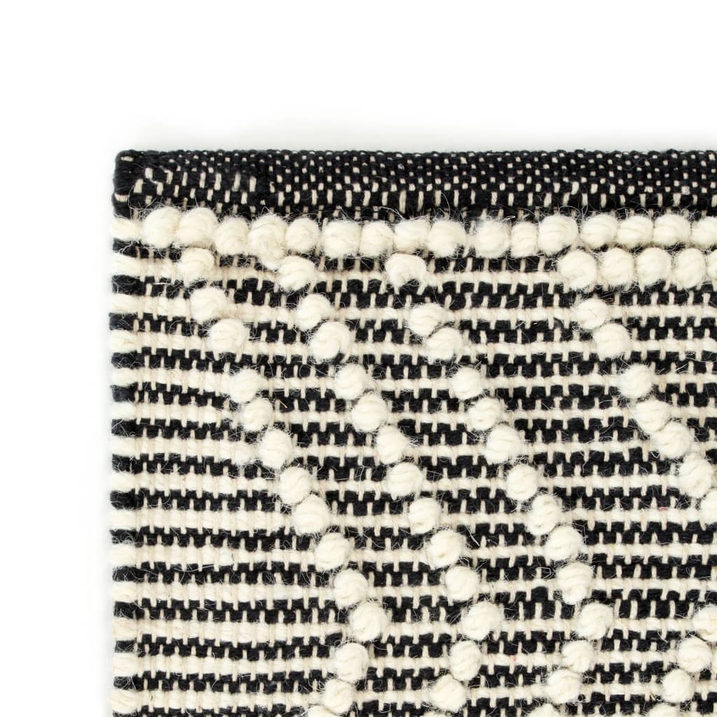 vidaXL Vloerkleed handgeweven 120x170 cm wol zwart en wit