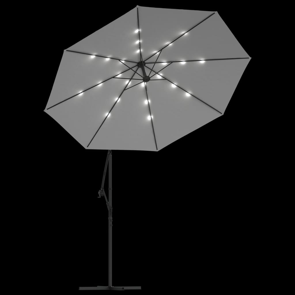 vidaXL Zweefparasol met LED-verlichting en metalen paal 300 cm zand